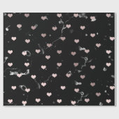 バラエレガント金ゴールドバレンタインのハートパターン ラッピングペーパー (フラット)
