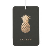 バラエレガント金ゴールドパイナップルオンブラック カーエアーフレッシュナー (正面)