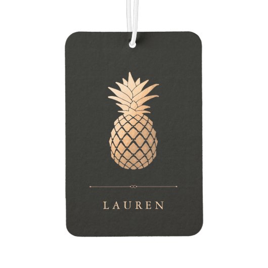 バラエレガント金ゴールドパイナップルオンブラック カーエアーフレッシュナー (裏面)