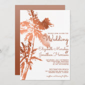 バラエレガント金ゴールドパームツリートロピカル結婚ツ 招待状 (正面/裏面)