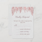 バラエレガント金ゴールドパーム離れウェディングRSVP招待状 出欠カード (正面/裏面)