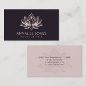 バラエレガント金ゴールドパールロータスフラワー 名刺 (正面/裏面)