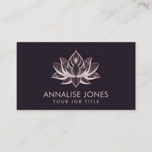 バラエレガント金ゴールドパールロータスフラワー 名刺 (正面)