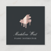 バラエレガント金ゴールドピアノインストラクター先生 スクエア名刺 (正面)