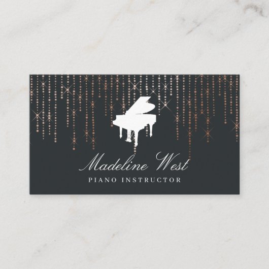 バラエレガント金ゴールドピアノインストラクター先生 名刺 (正面)