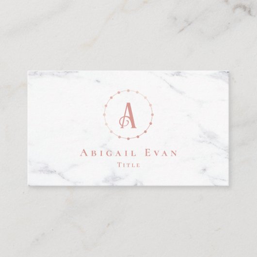 バラエレガント金ゴールドピンクとグレーモノグラム 名刺 (正面)