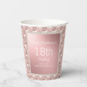 バラエレガント金ゴールドピンクとパール18誕生日 紙コップ (裏面)