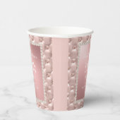バラエレガント金ゴールドピンクとパール18誕生日 紙コップ (右)