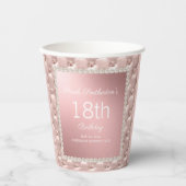 バラエレガント金ゴールドピンクとパール18誕生日 紙コップ (正面)