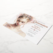 バラエレガント金ゴールドピンクキンセアニェラパーティー 箔招待状 (回転した状態)