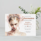 バラエレガント金ゴールドピンクキンセアニェラパーティー 箔招待状 (立ち正面)