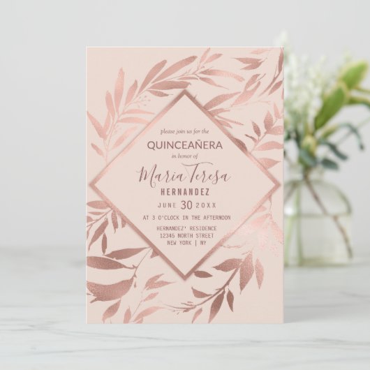 バラエレガント金ゴールドピンクフローラ離れキンセーニェラ 招待状 (スタンド正面)