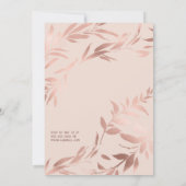 バラエレガント金ゴールドピンクフローラ離れキンセーニェラ 招待状 (裏面)