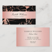 バラエレガント金ゴールドピンクブラックマーブルアゲート 名刺 (正面/裏面)