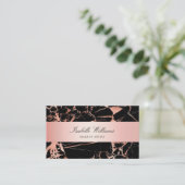 バラエレガント金ゴールドピンクブラックマーブルアゲート 名刺 (スタンド正面)