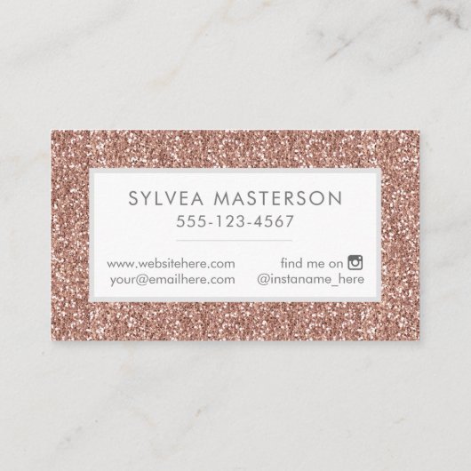 バラエレガント金ゴールドピンクモダングリッター 名刺 (裏面)