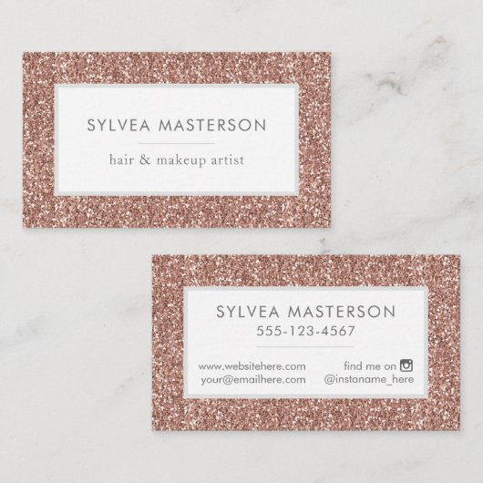 バラエレガント金ゴールドピンクモダングリッター 名刺 (正面/裏面)