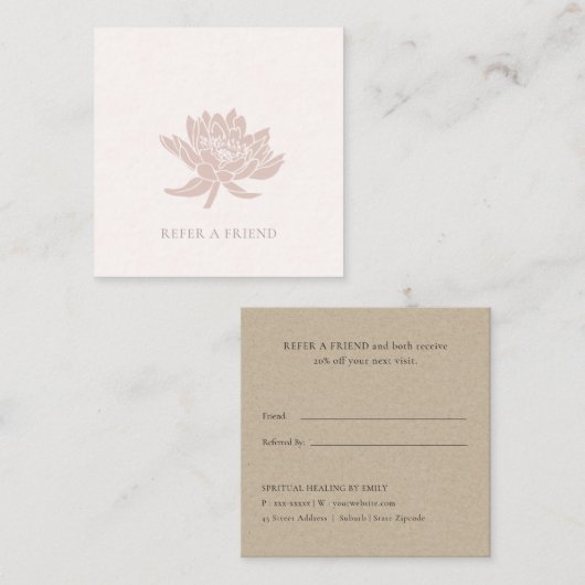 バラエレガント金ゴールドピンクロータスフローラは友人を参照 スクエア名刺 (正面/裏面)