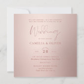 バラエレガント金ゴールドピンクヴィン華美テージ結婚式 招待状 (裏面)