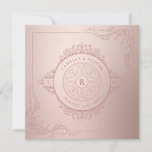 バラエレガント金ゴールドピンクヴィン華美テージ結婚式 招待状 (正面)