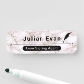 バラエレガント金ゴールドピンク大理石クイルアイコン公証人 名札 (インサイチュ)