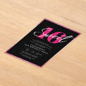 バラエレガント金ゴールドピンク&ブラックスウィート16誕生日 アクリル招待状 (レイダウン)