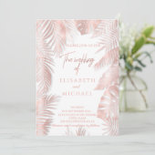 バラエレガント金ゴールドフォイル熱帯ロ葉ンチック 招待状 (スタンド正面)
