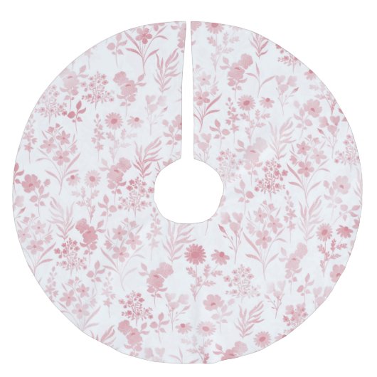 バラエレガント金ゴールドフラワーズホワイトボタニカル ブラッシュドポリエステルツリースカート (正面)