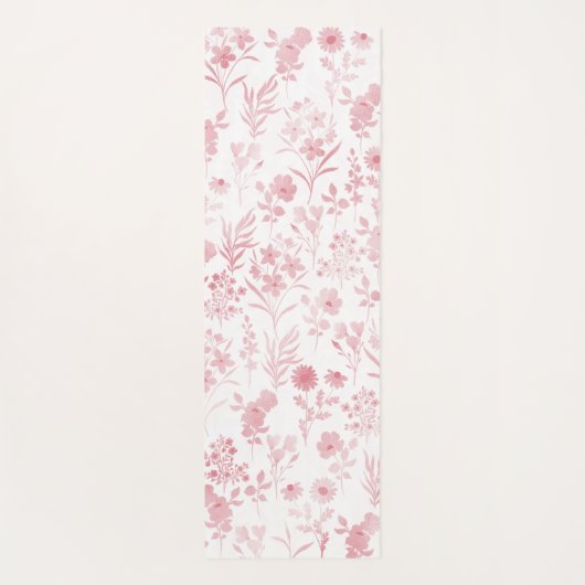 バラエレガント金ゴールドフラワーズホワイトボタニカル ヨガマット (裏面)