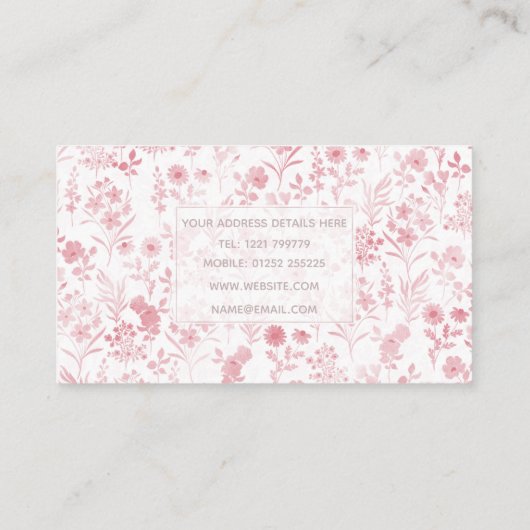 バラエレガント金ゴールドフラワーズホワイトボタニカル 名刺 (裏面)