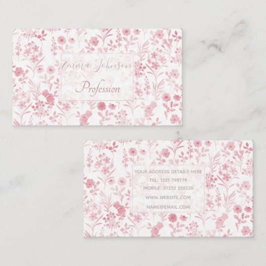 バラエレガント金ゴールドフラワーズホワイトボタニカル 名刺 (正面/裏面)