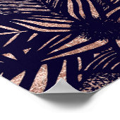 バラエレガント金ゴールドフローラスケッチオンネイビーブルー ポスター (角)