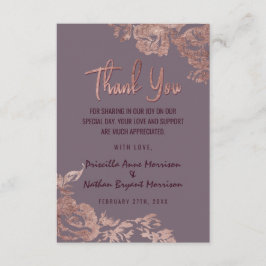 バラエレガント金ゴールドフローラパープルマウブサンキュー サンキューカード