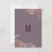 バラエレガント金ゴールドフローラパープルマウブサンキュー サンキューカード (裏面)