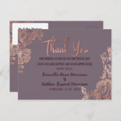 バラエレガント金ゴールドフローラパープルマウブサンキュー ポストカード (正面/裏面)