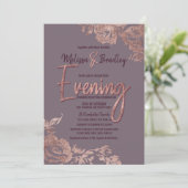 バラエレガント金ゴールドフローラパープルマウーブ夕べ 招待状 (スタンド正面)