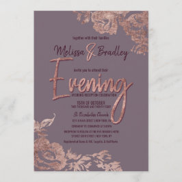 バラエレガント金ゴールドフローラパープルマウーブ夕べ 招待状