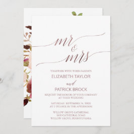 バラエレガント金ゴールドフローラミスター・アンド・ミセス結婚ズ 招待状