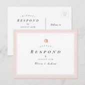 バラエレガント金ゴールドフローラミニマリスト結婚式RSVP インビテーションポストカード (正面/裏面)