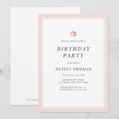 バラエレガント金ゴールドフローラミニマリスト誕生日パーティー 招待状 (正面/裏面)