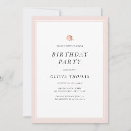 バラエレガント金ゴールドフローラミニマリスト誕生日パーティー 招待状