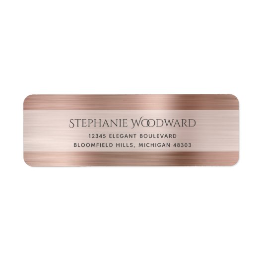 バラエレガント金ゴールドブラシ仕上げ金属差出人住所 ラベル (正面)