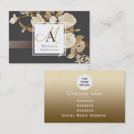 バラエレガント金ゴールドブラックモノグラム 名刺