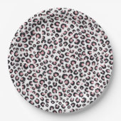 バラエレガント金ゴールドブラックレオパード模様 ペーパープレート (正面)