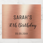 バラエレガント金ゴールドブラック任意の年齢30歳の誕生日 スパークリングワインラベル (シングルラベル)