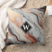 バラエレガント金ゴールドブラック大理石モノグラム クッション (ブランケット)