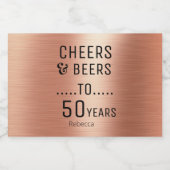 バラエレガント金ゴールドブラック応援&ビール50誕生日 リキュールボトルラベル (シングルラベル)