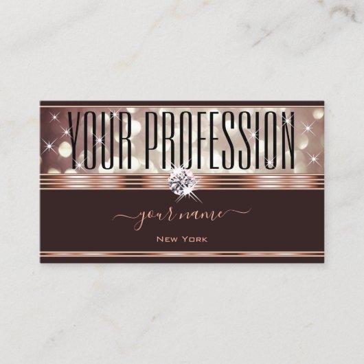 バラエレガント金ゴールドブルゴーニュグリッタースターズジュエリー 名刺 (正面)