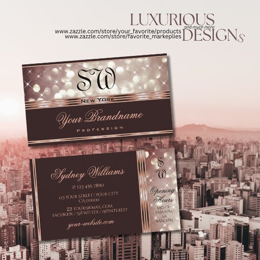 バラエレガント金ゴールドブルゴーニュグリッタースターズダイヤモンド 名刺