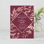 バラエレガント金ゴールドブルゴーニュフローラス離れイーット16 招待状 (スタンド正面)